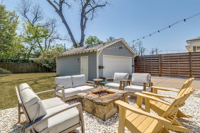 detached garage with fence