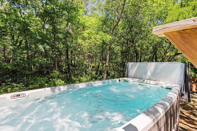336 Kirk Ave, Pottsboro, TX 75076 - view of pool with a view of trees and a hot tub