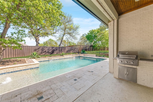 924 Winding Ridge Trl, Southlake, TX 76092 - view of swimming pool featuring a fenced backyard, a fenced in pool, a patio, area for grilling, and a grill