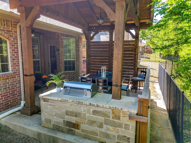 317 Joplin Dr, Mckinney, TX 75071 - view of patio / terrace featuring ceiling fan and exterior kitchen