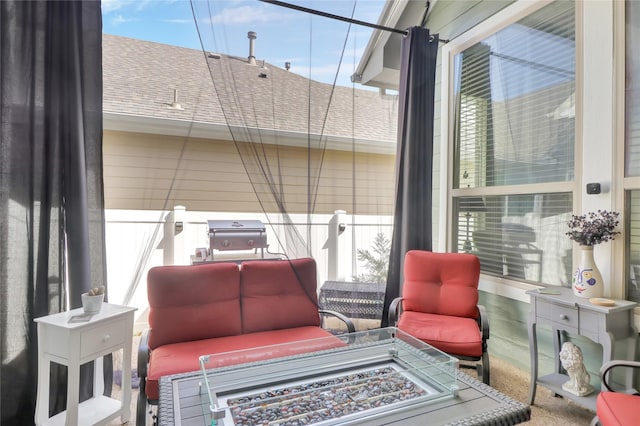 1124 Spanish Moss Dr, Savannah, TX 76227 - interior space featuring an outdoor fire pit and area for grilling
