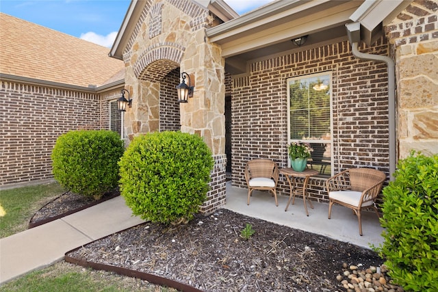 123 Claremont Dr, Ovilla, TX 75154 - entrance to property featuring brick siding and a shingled roof