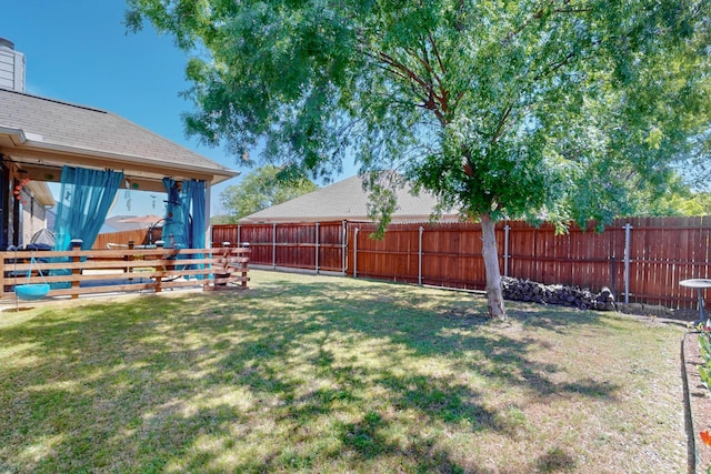view of yard with a fenced backyard