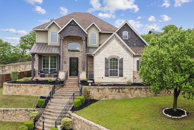 3007 Sunray Valley Ct, Arlington, TX 76012 - view of front facade featuring stone siding, a shingled roof, stucco siding, and brick siding