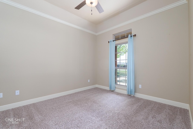 125 Mountain Meadow Dr, Tuscola, TX 79562 - carpeted spare room with crown molding, ceiling fan, and baseboards