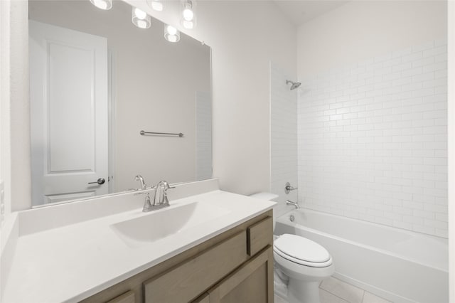 424 Lamb Ln, Waxahachie, TX 75167 - bathroom with bathing tub / shower combination, toilet, tile patterned flooring, and vanity