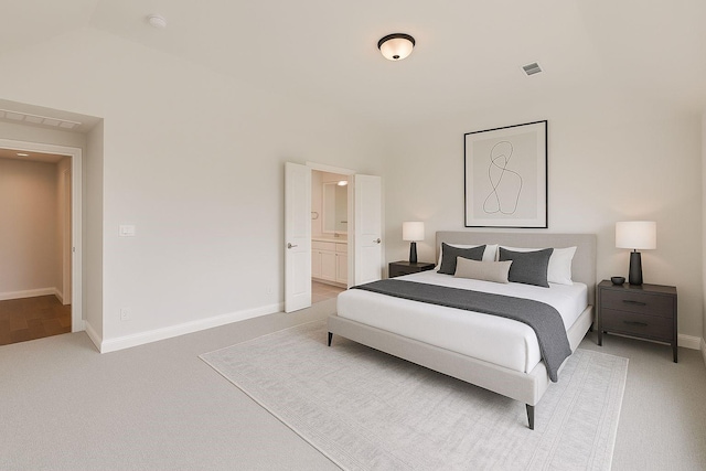 4418 Capstone Rd, Midlothian, TX 76065 - bedroom with light carpet, baseboards, and ensuite bath