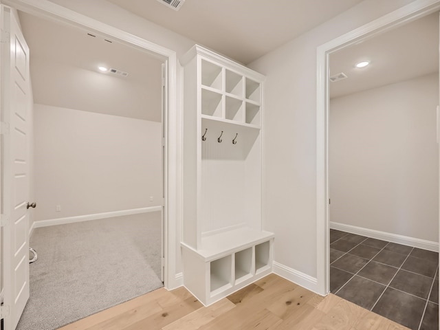 4418 Capstone Rd, Midlothian, TX 76065 - mudroom with baseboards, recessed lighting, and wood finished floors