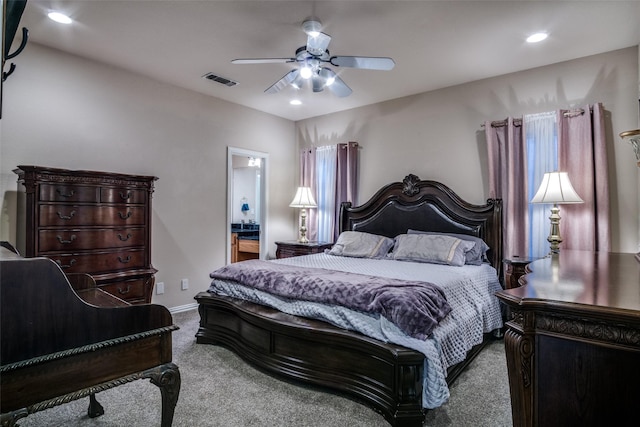12215 Lake Forest Dr, Azle, TX 76020 - bedroom with carpet, recessed lighting, a ceiling fan, and baseboards
