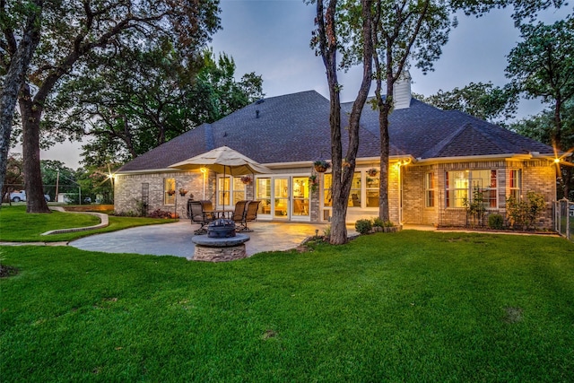 12215 Lake Forest Dr, Azle, TX 76020 - rear view of house with a patio area, a shingled roof, and brick siding