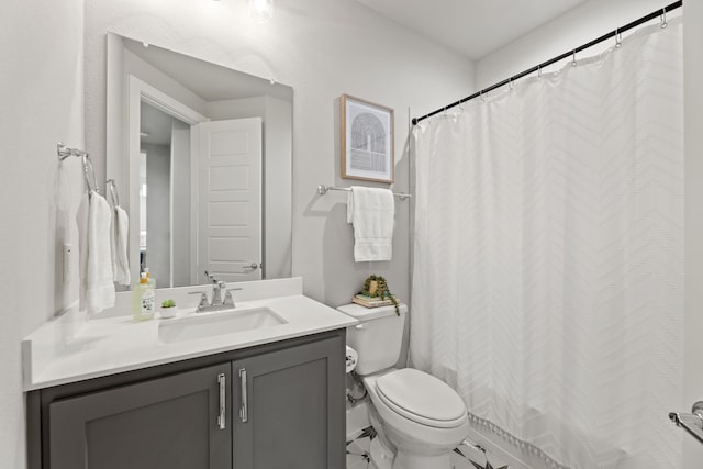 4120 Sandhills Ln, Prosper, TX 75078 - bathroom featuring toilet, vanity, and curtained shower