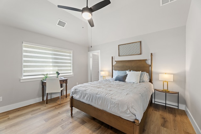 4120 Sandhills Ln, Prosper, TX 75078 - bedroom featuring lofted ceiling, wood finished floors, baseboards, and a ceiling fan