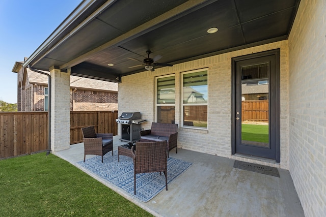 4120 Sandhills Ln, Prosper, TX 75078 - view of patio / terrace with grilling area and a ceiling fan