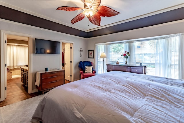 1470 Meandering Way, Rockwall, TX 75087 - bedroom with ensuite bathroom, a ceiling fan, and wood finished floors