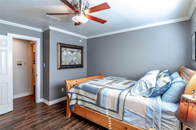1470 Meandering Way, Rockwall, TX 75087 - bedroom with baseboards, ornamental molding, wood finished floors, and visible vents