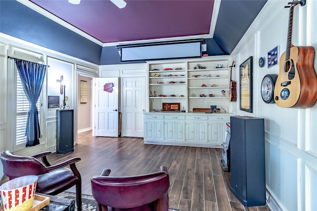 1470 Meandering Way, Rockwall, TX 75087 - living area with crown molding and dark wood finished floors
