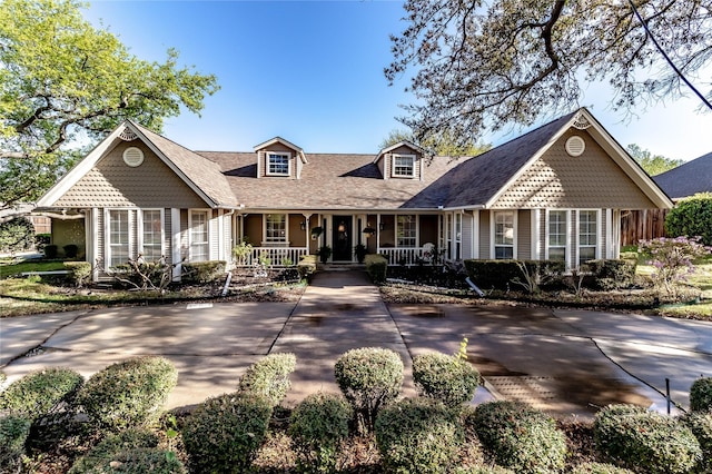 1470 Meandering Way, Rockwall, TX 75087 - cape cod house featuring a porch and a shingled roof
