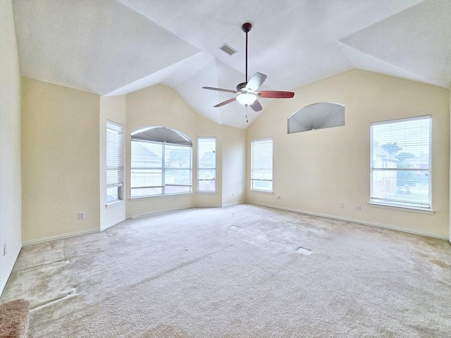 3304 Springbridge Ln, Plano, TX 75025 - carpeted spare room with lofted ceiling, a ceiling fan, and baseboards