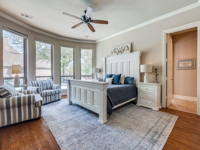 7212 Millard Pond Dr, Mckinney, TX 75071 - bedroom with baseboards, ornamental molding, and dark wood finished floors