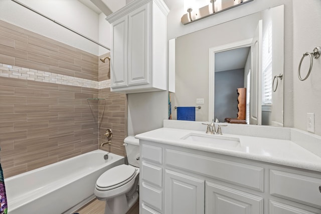 4112 Angelina Dr, Mckinney, TX 75071 - bathroom featuring shower / washtub combination, toilet, and vanity