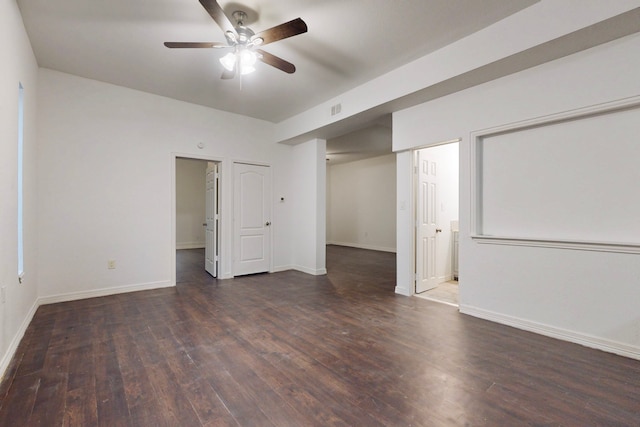 2311 Market Ave, Fort Worth, TX 76164 - unfurnished bedroom with ceiling fan, visible vents, baseboards, and wood finished floors