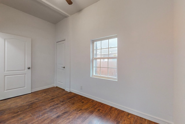 2311 Market Ave, Fort Worth, TX 76164 - unfurnished room with ceiling fan, baseboards, and dark wood-style floors