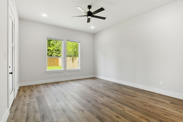 2239 Scotland Dr, Dallas, TX 75216 - spare room featuring recessed lighting, ceiling fan, baseboards, and wood finished floors