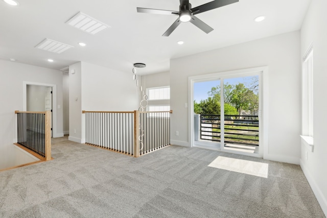 2239 Scotland Dr, Dallas, TX 75216 - carpeted spare room featuring ceiling fan, baseboards, and recessed lighting