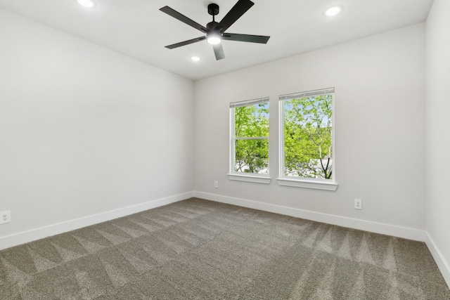 2239 Scotland Dr, Dallas, TX 75216 - empty room featuring recessed lighting, baseboards, a ceiling fan, and carpet floors