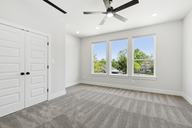 2239 Scotland Dr, Dallas, TX 75216 - unfurnished room with ceiling fan, recessed lighting, carpet flooring, and baseboards