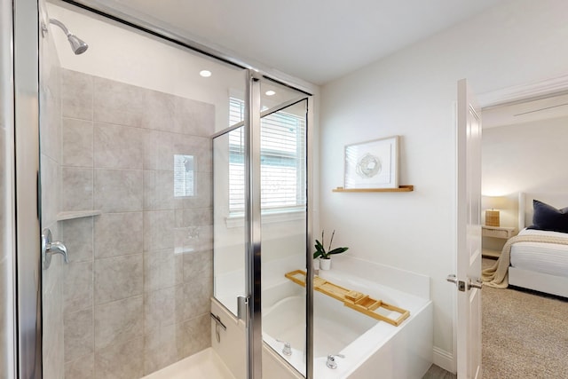 1421 Sage Way, Little Elm, TX 76227 - ensuite bathroom with a shower stall and a garden tub