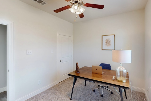 1421 Sage Way, Little Elm, TX 76227 - home office featuring ceiling fan and light carpet
