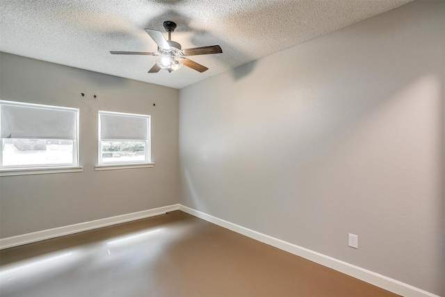603 S 2nd St, Midlothian, TX 76065 - empty room featuring ceiling fan, a textured ceiling, baseboards, and concrete floors