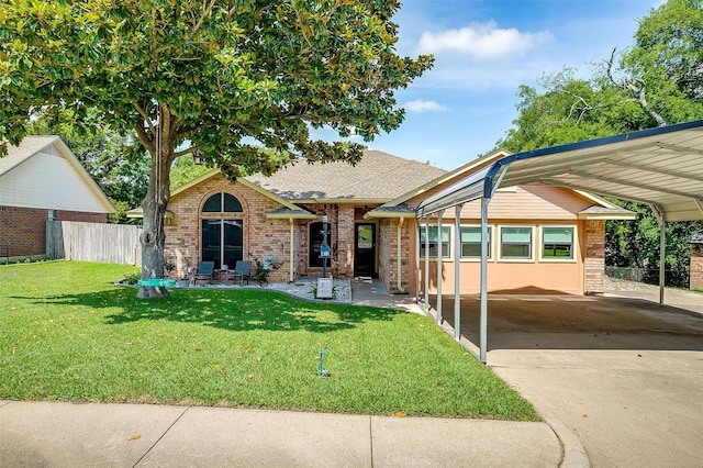603 S 2nd St, Midlothian, TX 76065 - view of front of property featuring brick siding, a shingled roof, concrete driveway, and a detached carport