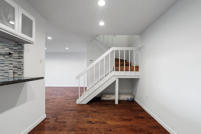 851 Dublin Dr Unit 3, Richardson, TX 75080 - staircase with recessed lighting, wood finished floors, and baseboards