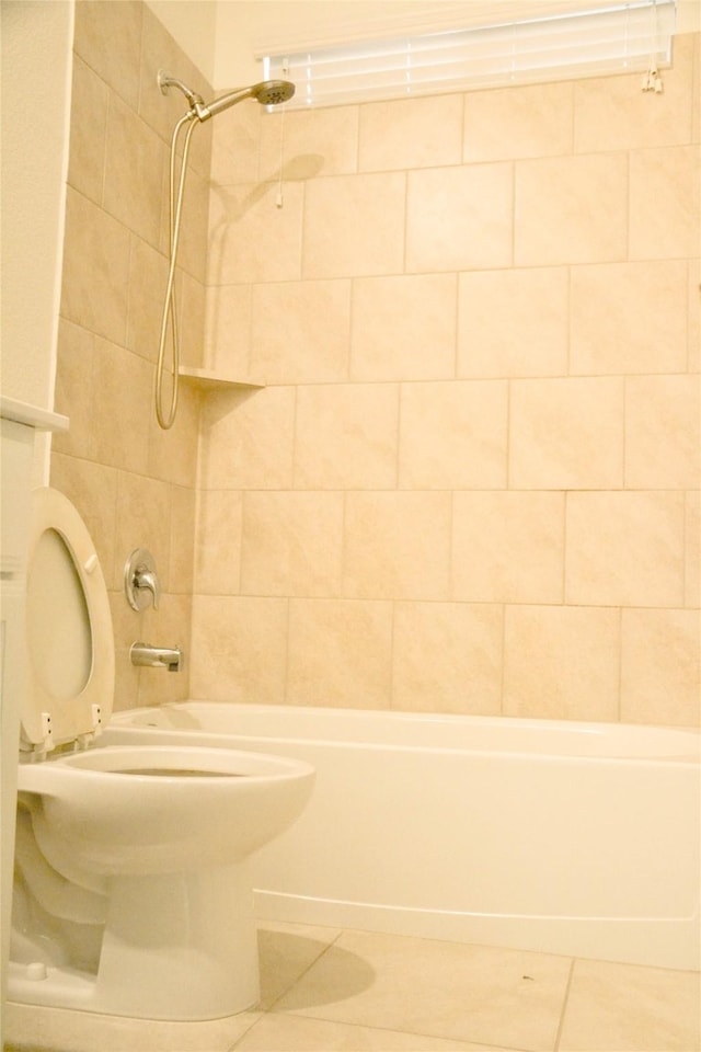 full bath with shower / tub combination and tile patterned floors