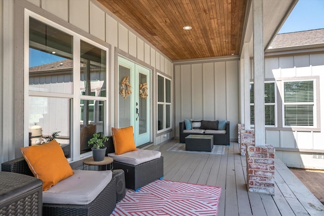 deck featuring an outdoor living space