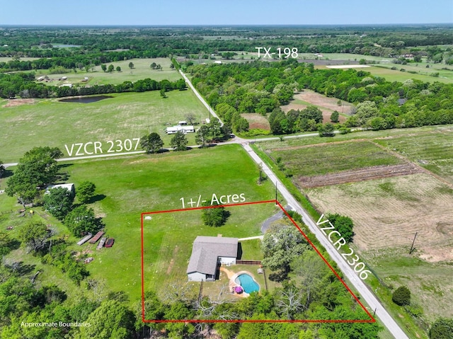 bird's eye view with a rural view