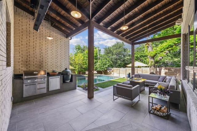 6604 Northridge Dr, Dallas, TX 75214 - fenced backyard featuring an outdoor living space and a patio