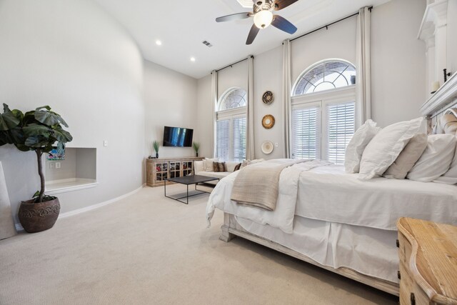 1500 Shropshire St, Keller, TX 76248 - bedroom featuring carpet flooring, a high ceiling, ceiling fan, and recessed lighting