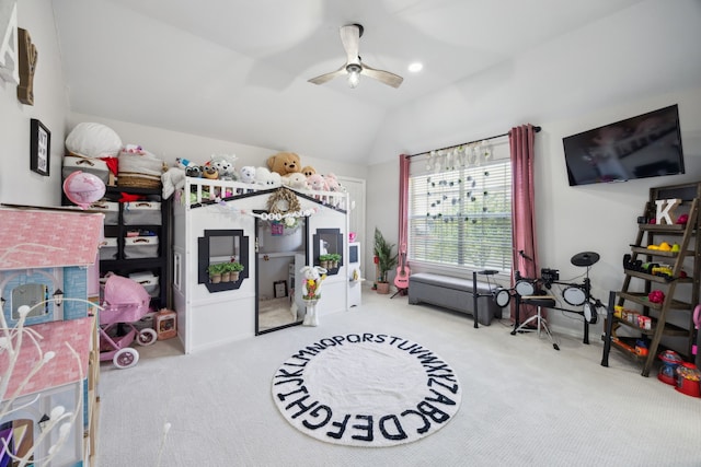 1500 Shropshire St, Keller, TX 76248 - bedroom with carpet floors, lofted ceiling, and ceiling fan
