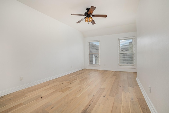 3422 Lovers Ln Unit A, University Park, TX 75225 - unfurnished room with light wood-style flooring, baseboards, a ceiling fan, and lofted ceiling