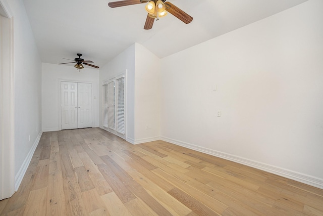 3422 Lovers Ln Unit A, University Park, TX 75225 - spare room featuring ceiling fan, light wood finished floors, and baseboards