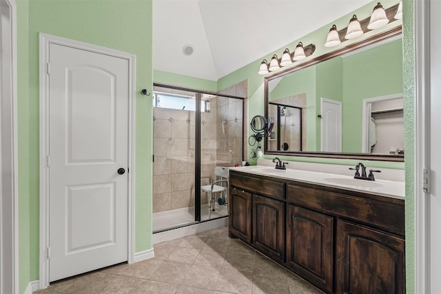 5929 Black Bass Dr, Fort Worth, TX 76179 - full bathroom with a shower stall, tile patterned floors, and a sink