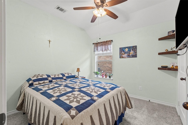 5929 Black Bass Dr, Fort Worth, TX 76179 - bedroom featuring carpet, visible vents, baseboards, and vaulted ceiling