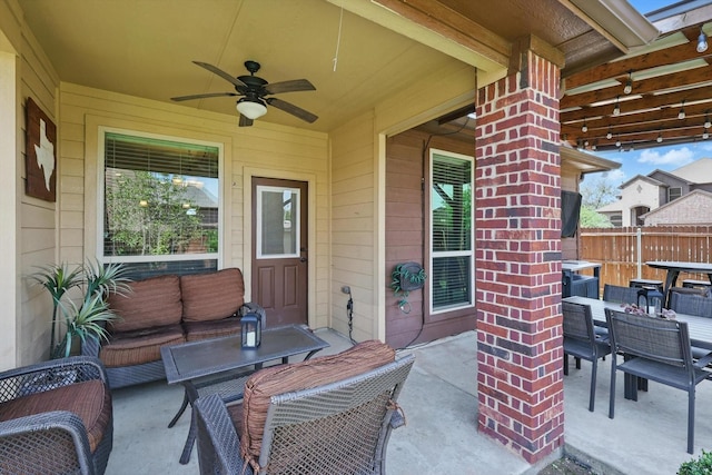 336 Avila Ln, Fort Worth, TX 76052 - view of patio featuring a ceiling fan, outdoor dining area, and outdoor lounge area