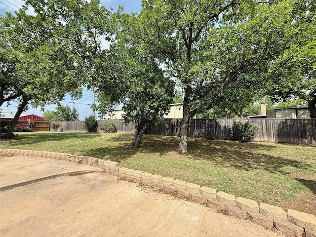 view of yard with a fenced backyard and a patio area