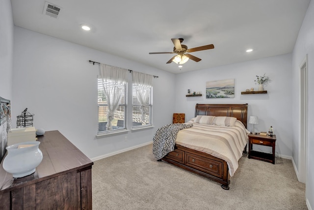 2112 Atlantic Ave, Anna, TX 75409 - carpeted bedroom with visible vents, baseboards, recessed lighting, and a ceiling fan