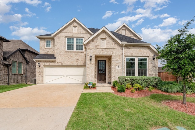 760 Durham St, Allen, TX 75013 - view of front of house featuring central AC unit, a garage, driveway, brick siding, and roof with shingles