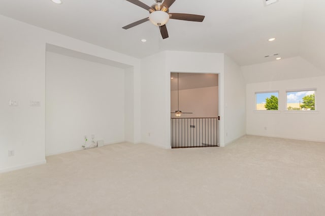 760 Durham St, Allen, TX 75013 - spare room featuring ceiling fan, carpet floors, recessed lighting, and lofted ceiling
